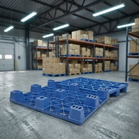 Palette en plastique bleue à grille, monobloc moulé, pour entrepôt et expédition, entrée 4 directions, usage industriel pour le transport de marchandises