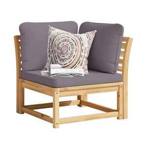 Canapé de jardin deux places avec coussin gris foncé, structure en bois naturel, mobilier d'extérieur au design contemporain - Product Image 1