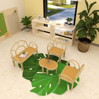 Ensemble de deux chaises doubles en rotin pour enfants, canapé deux places en osier fait main, mobilier naturel pour chambre d'enfant