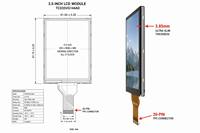 شاشة LCD طبية مدمجة مقاس 3.5 بوصة بتقنية VA ودقة 480×640، عادةً سوداء، مع واجهة MIPI وغطاء زجاجي AGC وسطوع 720 للتشخيص