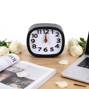 Rectangular Alarm <b>Clock</b> White Black <b>Mechanical</b> Desk <b>Clock</b> For Bedroom And Study Use - Product Image 1