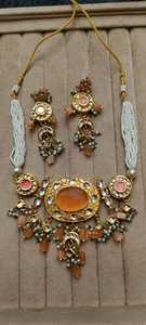 Ensemble de collier en pierres faites à la main de luxe avec boucles d'oreilles assorties, bijoux élégants et tendance pour femmes, pour les occasions spéciales, collection mariage - Product Image 6