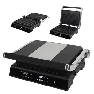 2000W Hoge Kwaliteit Panini Maker Afneembare Contact Grill Elektrische Cb Ce Oem Roestvrij Staal Ptfe Non-Stick Elektrische Tafelgrill