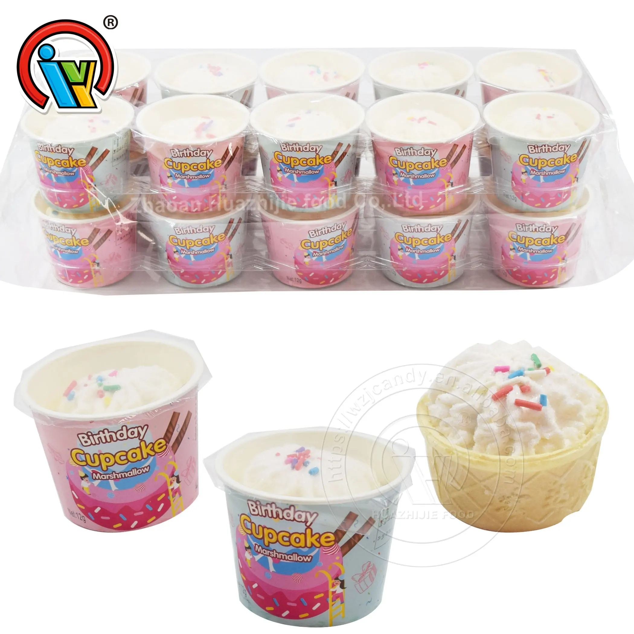 Bánh Sinh Nhật Halal Bánh Marshmallow Cup Trung Tâm Đầy Mứt Kẹo Marshmallow