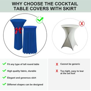 Gonne per Tavoli da Cocktail Rotondi in Spandex con Drappeggi Ondulati, Coperture Elastiche per Tavoli Alti - Product Image 4