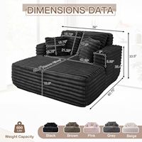 Canapé modulaire moderne trois places avec chaise longue, 56 pouces, en fausse fourrure moelleuse, avec accoudoirs carrés et coussins moelleux pour un confort optimal