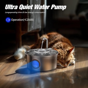 Fuente de agua LED para gatos y perros de apagado automático, alimentador de agua para mascotas de acero inoxidable con fuente de alimentación de carga, diseño de cuenco de flores - Product Image 6