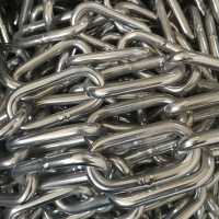 Cadena de eslabones medianos DIN764 de acero inoxidable para transporte, cadena de amarre, remolque colgante para acampar, remolque para mascotas
