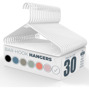 Home Clothes Hangers 50 Pack - White <b>Plastic</b> Hangers Space Saving - Durable Coat Hanger with Shoulder Grooves - Product Image 1