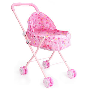 Adorable poussette combinée 3 en 1 pour poupée avec deux roues amusantes, <span class=keywords><strong>lit</strong></span> pour poupée de 14 pouces, voiture jouet pour poupée, poussette - Product Image 1