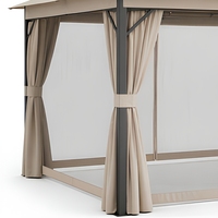 Gazebo d'extérieur à double toit, abri de patio avec moustiquaire, structure en acier pour jardin et pelouse