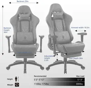 Sıcak satış Dowinx ergonomik özel Logo büro sandalyesi ofis mobilyaları Silla Gamer için 180 derece en iyi oyun sandalyesi
