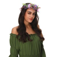 Couronne florale de mariage ajustable faite à la main pour femme, guirlande florale, coiffe, bandeau