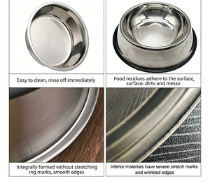 Bol en acier inoxydable pour chiens et chats, pour l'alimentation et l'eau potable, accessoires pour animaux de compagnie, adapté aux petits animaux, utilisation intérieure et extérieure - Product Image 6