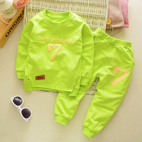 Ensemble Printemps-Automne Enfants Garçons Filles Vêtements Coton Manches Longues Lettres Tenues Tout-Petits Survêtement Bébé T-Shirt Pantalon 2 Pièces