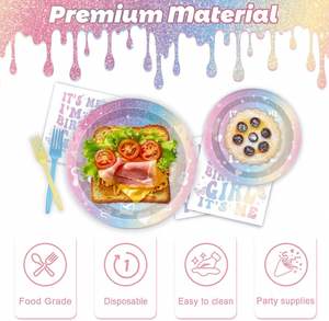 Best Cost Modern Gold Foil Rainbow Pastel Disposable Party Tableware Set Kids Birthday Paper <b>Plates</b> Hot Selling - Product Image 3