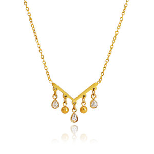 Collier pendentif en acier inoxydable 316L plaqué or 18 carats avec logo personnalisé, résistant à l'eau et au ternissement, avec pompon et zircon, pour femme - Product Image 1