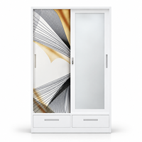 Armoire décorative simple et durable en acier avec portes coulissantes verrouillables et imprimé feuilles colorées pour le rangement domestique