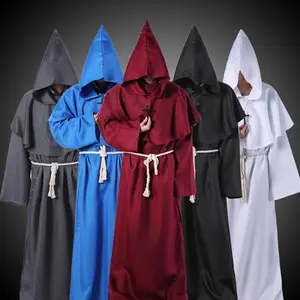 Halloween Witch Cosplay Monk Friar Robe Shawl Women Men Clothing Stage Priest Renaissance Medieval Costume