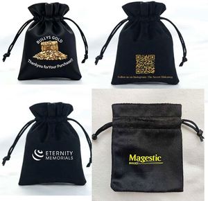 2700356 Pochette en velours noire personnalisée avec cordon de serrage, pochette à bijoux en velours, sacs à bijoux en velours avec logo - Product Image 3