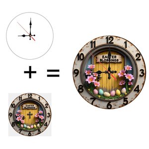 Round Wooden Wall <b>Clock</b> 25x25cm Hollow Silent Non Ticking Home Decor Art - Product Image 1