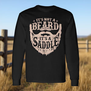 T-shirt a maniche lunghe per gli amanti della barba da uomo. Non è una barba, è un design a sella. - Product Image 3