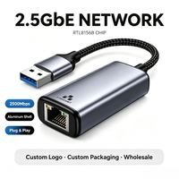 Adaptateur Ethernet USB3.0 Type-C vers RJ45 2.5G RTL8156B, Dongle LAN externe en aluminium pour ordinateur portable PC, Logo personnalisé OEM disponible