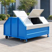 Conteneur à déchets métallique de grande taille avec roues, bac à déchets industriel pour usage usine, municipal et commercial