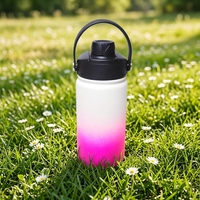 Bouteille isotherme portable en acier inoxydable violet moderne avec logo personnalisé, couvercle à bec verseur et poignée, sans BPA, 350 ml (12 oz), à double paroi sous vide