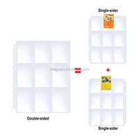 Vente chaude Haute Transparence 9-Pocket Card Binder Trading Card Storage Album Sleeve Pages PP PVC Paper PU Fit 3 Ring Binder