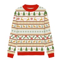 Pull-over col rond jacquard personnalisé avec logo pour homme, idéal pour l'hiver et Noël, anti-boulochage et respirant, vente en gros