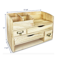 Organisateur de bureau en bois multi-compartiments avec tiroirs pour le rangement au bureau et à la maison