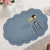 Napperons en cuir en forme de fleur nordique créative 38cm tapis de Table rond étanche et résistant à l'huile tapis de tasse de thé de café tapis de décor sous-verres