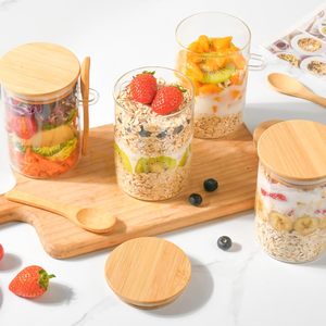 18oz Glass Meal Prep <b>Containers</b> Overnight Oats Jars with Lids Overnight Oats Cups Home Use - Product Image 3