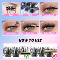 MASSCAKU Cils en segments à queue de pie thermocollés, doux et naturels, en bouquets, bande de ruban, extension de cils en grappe DIY à domicile