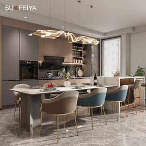 SOFEYIA Armoire de cuisine éthiopienne moderne sur mesure <span class=keywords><strong>MDF</strong></span> <span class=keywords><strong>laque</strong></span> Design plat avec robinet de charnière de porte en verre pour hôtels Chine - Product Image 3