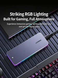 Boîtier SSD M.2 UGREEN CM777 RGB 20 Gbps USB3.2 Gen2 NVMe & SATA double protocole en aluminium pour disque dur externe - Product Image 3