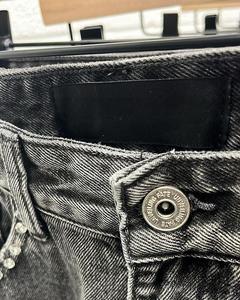 <span class=keywords><strong>Pantaloncini</strong></span> in Denim Vintage da <span class=keywords><strong>Uomo</strong></span> con Doppio Ginocchio, Lavaggio Acido, Vita Media, Decorati con Strass, Casual Estivi - Product Image 2