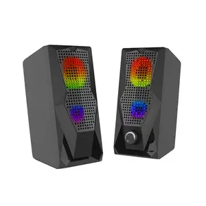 2024新款时尚HiFi环绕声多媒体2.0通道扬声器游戏RGB电脑笔记本电脑照明扬声器