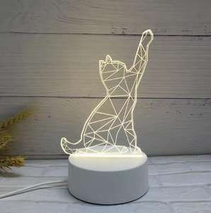 Lámpara LED 3D Boyid con Ilusión Óptica, Moderna, Mini, Blanca Neutra, Acrílica, USB Táctil, con Diseño de Conejo Lunar, para Mesa o Escritorio, Decoración Nocturna - Product Image 2