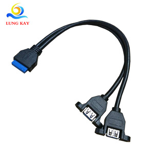 Cable de datos Lung Kay IDC20P hembra a doble USB 3.0 A hembra con tornillos para conexión de equipos de control industrial - Product Image 2