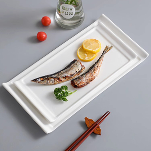 <span class=keywords><strong>Assiette</strong></span> de table en porcelaine <span class=keywords><strong>blanche</strong></span> multi-tailles <span class=keywords><strong>Assiette</strong></span> plate <span class=keywords><strong>rectangulaire</strong></span> en céramique avec bord incurvé - Product Image 2