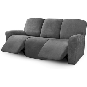 <b>Stretch</b> Velvet Modern Solid Color <b>Sofa</b> Slipcover Set for Recliner Seats (Fits Most Recliner Models) - Product Image 1