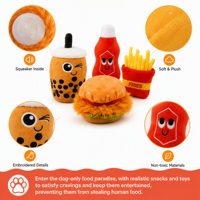 Jouets en peluche pour chien, série de jouets pour animaux de compagnie, écologiques, doux, nouveau design, pour la restauration rapide, en gros