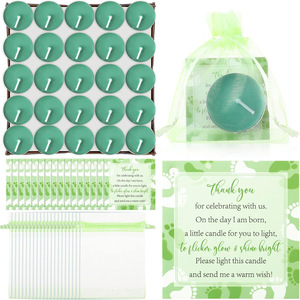 Bomboniere per Baby Shower, Candele Senza Profumo per Festa di Rivelazione del Sesso, Sacchetti in Organza Trasparente e Biglietti di Ringraziamento, Accessori per Feste - Product Image 6