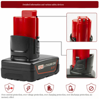 Batterie au lithium pour outil électrique M12 M18 18V 12V 6.0Ah avec batterie de rechange de grande capacité