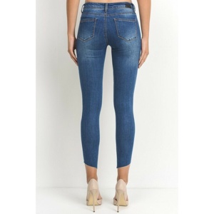 กางเกงยีนส์เข้ารูปสตรีท TD ทรงสกินนี่ระบายอากาศได้ดีตัดขาให้สะอาดในแนวทแยงเอวต่ำขาดตกแต่ง - Product Image 3