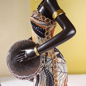 Estatua Africana Vintage, Escultura Hecha a Mano, Figuritas Afroamericanas, Dama Tribal Exótica, Obra de Arte Africana para Decoración del Hogar - Product Image 3