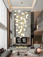 Lámpara de Techo para Sala de Estar de Villa Dúplex, Diseño Artístico Estilo Magnolia, LED Blanco Cálido, Lámpara Colgante para Escalera con Techo Alto