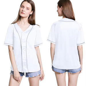 Vente en gros de chemises de baseball personnalisées en polyester 100% personnalisées évacuation de l'humidité à séchage rapide imprimé col en V pour décontracté - Product Image 4